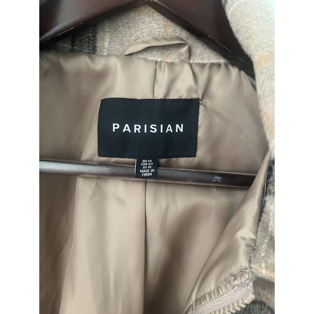 Parisian women bomber jacket Sz. 10 plaid brown academia preppy - Picture 3 of 7
